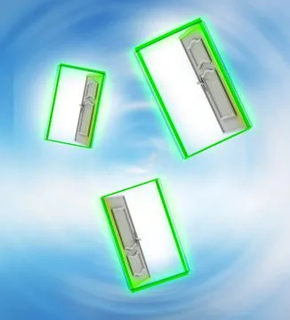 Three opened door in sky space wind vortex illustration Stockillustratie