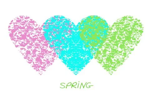 Three openwork hearts in soft colors with the words. Stock Illustration