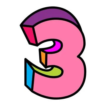Three or number 3 vector logo colorful playful design illustration Stock Illustration