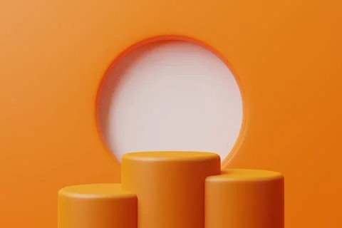 Three orange cylindrical podiums Stock Illustration