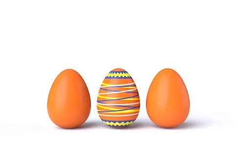 Three orange Easter eggs 3D Stock Illustration