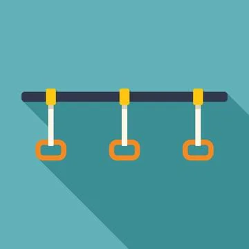 Three orange handles hanging from horizontal bar on turquoise background Illustration