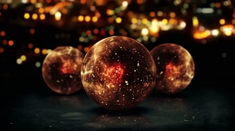Three Orb Orange 3D Bokeh City Background Loop Animation - 4K Resolution Stock Footage 40578159
