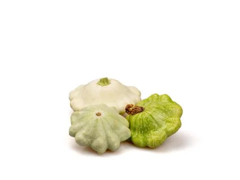 Three organic squash on a white background. Stock Photos