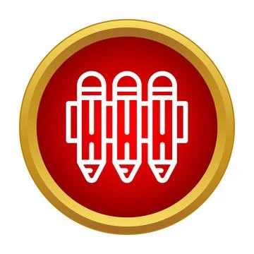 Three outline pencils in a red circle icon Stockillustratie