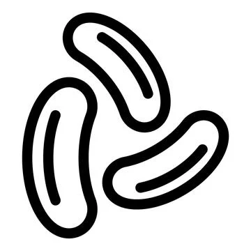 Three oval bacteria forming a triangular shape, microbiology and germ illus.. Stock Illustration