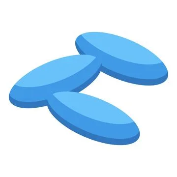 Three oval blue pills forming a geometric shape イラスト素材