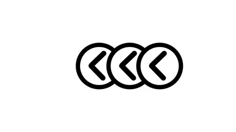 Three Overlapping animation Black Left Arrow Icons Inside Circles on a Whit.. Stock Footage 321854567