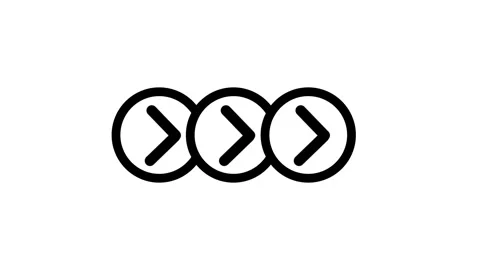 Three Overlapping animation Black Right Arrow Icons Inside Circles on a Whi.. Stock Footage 321854568