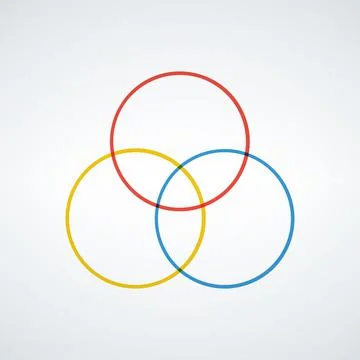 Three overlapping circles infographic icon. Template for diagram, graph, pres Stock Illustration