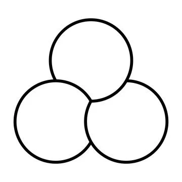 Three overlapping circles outline diagram minimal geometric venn Stock Illustration