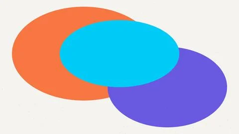 Three overlapping colored circles in a venn diagram style Stock Illustration