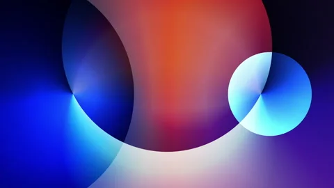 Three overlapping gradient circles morph and invert, seamless loop. Vídeos de archivo 336414103