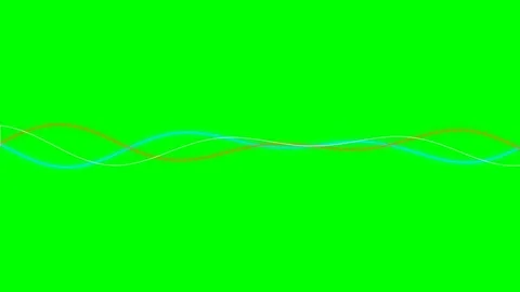 Three overlapping sine waves with different frequencies on a green background Video stock 340263310