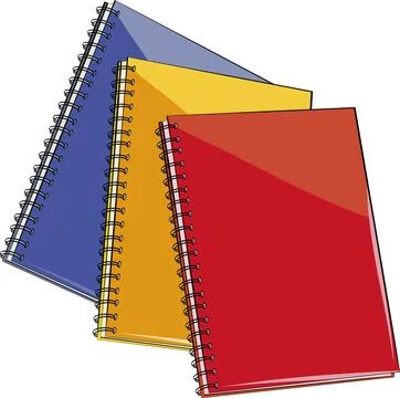 Three Overlapping Spiral Notebooks for School or Office Use Stock Illustration