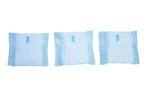 Three packages of sanitary pad isolated on white background. Stock Photos