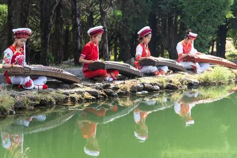The Three Pagodas  Mud players Stock Photos