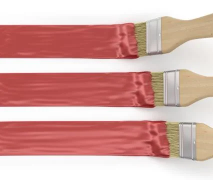 Three paint brushes with red paint strokes Stock Illustration