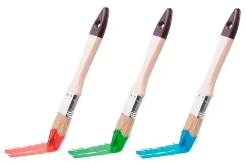 Three paintbrushes Stock Photos