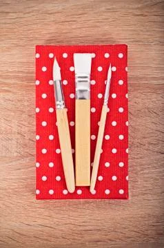 Three paintbrushes ready to create art Stock Photos