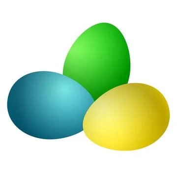 Three painted chicken eggs for Easter 库存插图