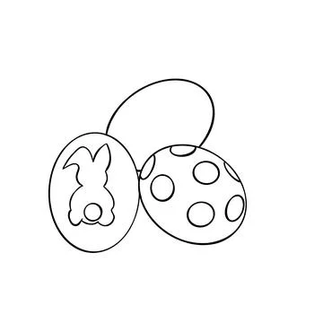 Three painted eggs with a rabbit Stock Illustration