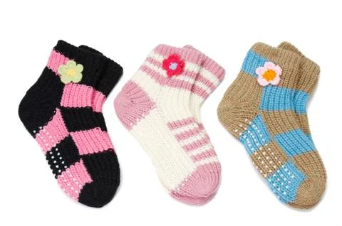 Three pair of woolled socks Stock Photos