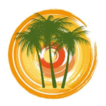 Three palms and abstract sunny background Stock Illustration