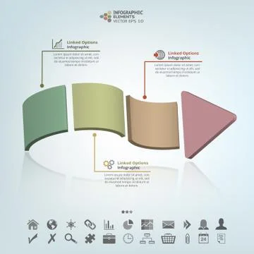 Three Panels Arrow Infographic Elements Stock Illustration