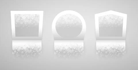 Three Paper Christmas Frames with Snowflakes Stock Illustration