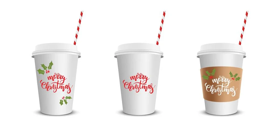 Three paper coffee cups Stock Illustration