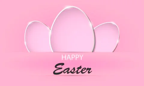 Three paper easter eggs on a pink background Stock Illustration