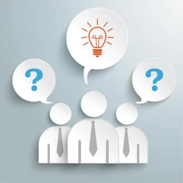 Three paper humans questions idea piad Stock Illustration