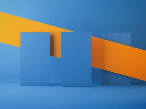 Three paper sheets standing in modern studio Stock Illustration