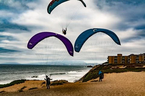 Three parafoils in flight Stock Photos