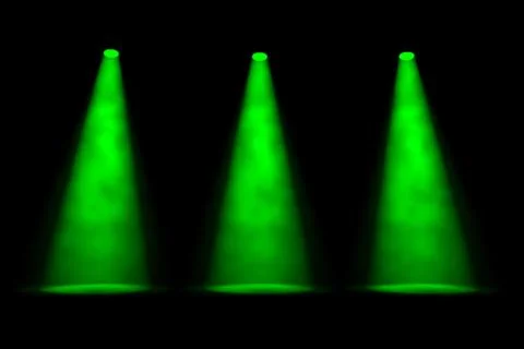 Three parallel green spotlight beams Stock Illustration