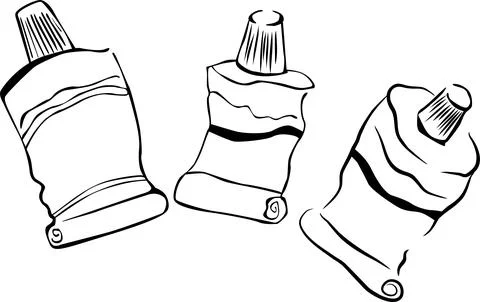 Three partially used tubes of paint 库存插图