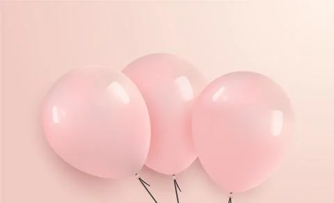 Three party balloons with blank space for advertisement on pastel pink 스톡 일러스트