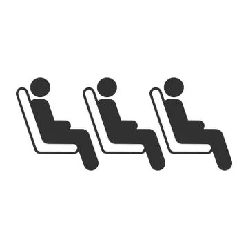 Three passenger seating in the row in public transportation. vector illustrat Stock Illustration