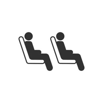 Three passenger seating in the row in public transportation. vector illustrat Stock Illustration