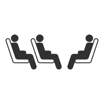 Three passenger seating in the row in public transportation. vector illustrat Stock Illustration