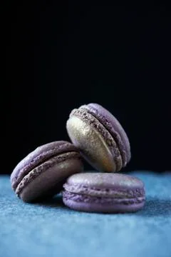 Three Passion Fruit Macaroons Stock Photos