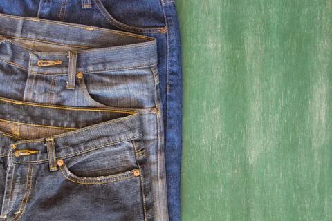 Three pattern of jeans with chalkboard background and space for some text Stock Photos
