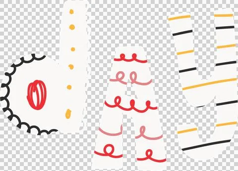 Three patterned letters are spelling day in flat design on transparent Stock Illustration