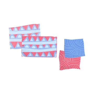 Three patterned pieces of fabric or paper with textured, artistic designs Stock Illustration