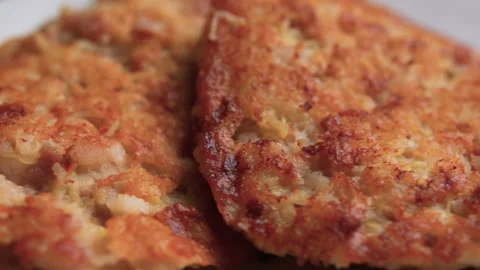 Three patties rotating with a plate. Stock Footage 167114517