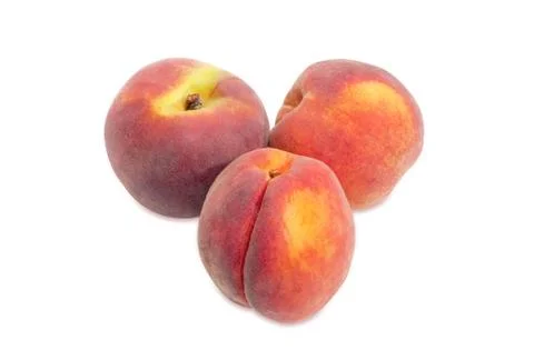 Three peaches on a white background Foto stock