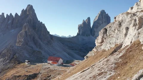 Three Peaks in the Dolomites World Heritage Site in South Tyrol, Italy Stock Footage 231901009