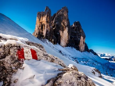 Three peaks of Lavaredo Stock Photos