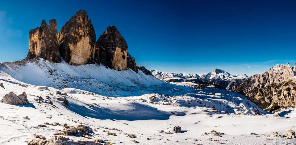 Three peaks of Lavaredo Stock Photos